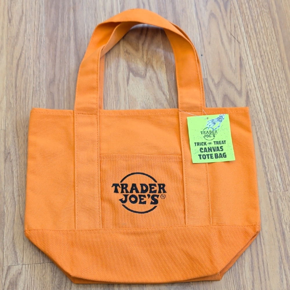 Trader Joe's Mini Tote Bag Orange Black NWT